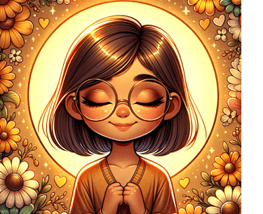  Rosto de uma pessoa com um sorriso sereno e olhos fechados, respirando calmamente e demonstrando o 