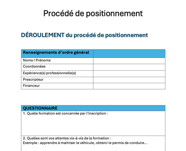 document procédé de positionnement
