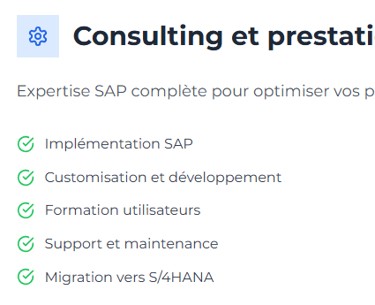 Consulting et prestation SAP