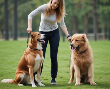 Dog trainer with dogs
