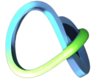 Dynamic Stelarator logo, a pulsing blue green multi dimensional infinity, 8 shaped loop. Exciting