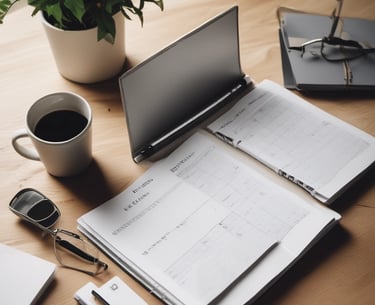 A team collaborating around a table with laptops and coffee, brainstorming ideas.