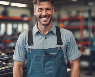 A mechanic working on a car in a workshop.
