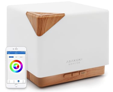 white and wood smart essential oil diffuser