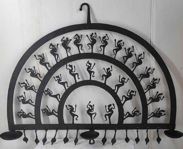 "Open circular frame oil lamp–traditional Bastar iron hanging-Export-oriented"