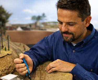 Building train layout at Arizona Model Railroad Club