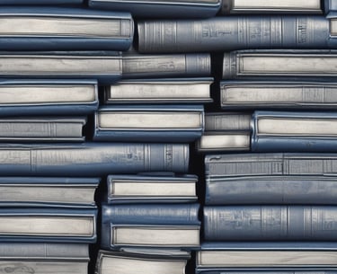 man looking at portraits