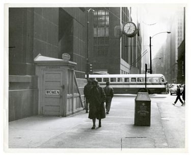 Entrance to public toilets at LaSalle and Washington Streets in Chicago, Illinois, USA.