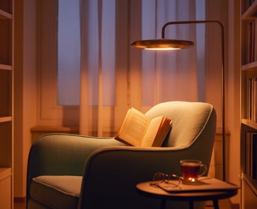 A bench with ideal height and depth, feet resting flat, cushions providing back support, visual focu