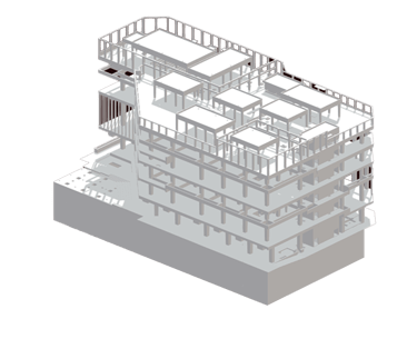 Modelo digital BIM creado a partir de datos de escaneo láser, ideal para arquitectura y construcción