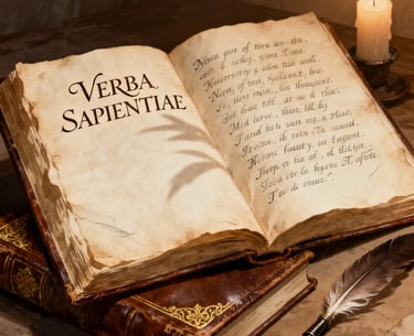 a book with a pen and a pen on it., Open book with Latin texts