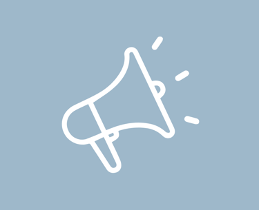 white-loud-hailer-icon-on-blue-background