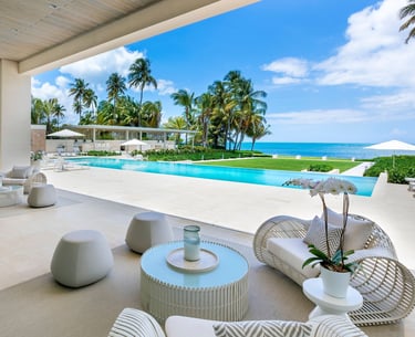 a large outdoor patio with a pool in puerto rico