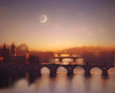 Prague at dawn landscape