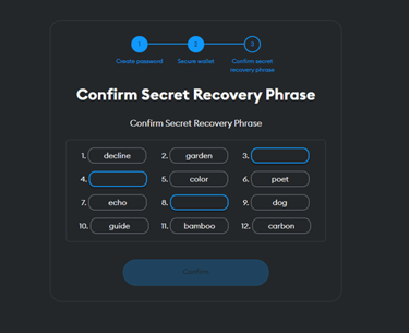 Metamask Confirm Secret Recovery Phrase