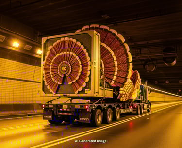 Floats are designed to be folded and transported through the Lincoln Tunnel from New Jersey