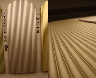 a pair of skis sitting on a table