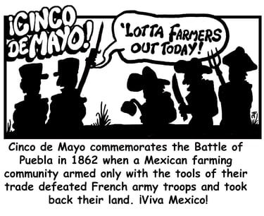 cinco de mayo origins cartoon -J. Freels