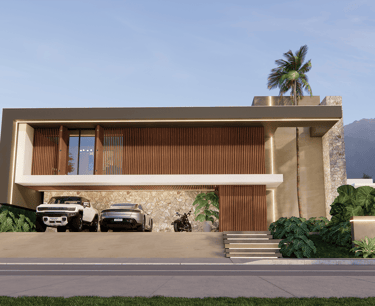 projeto de casa com Painel ripado de madeira