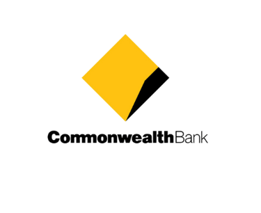 Commonwealth Bank logo with a black and yellow logo with a diamond shaped diamond
