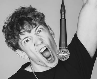 portrait of a man with a microphone and a microphone