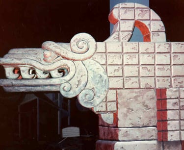 Head of Quetzlcoatl from Ancient Mexico scene, image source: Mike Lee