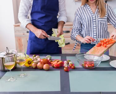 a sugar mommy and sugar baby are preparing to cook together