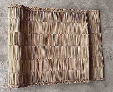 "Handcrafted natural yoga mat with rivergrass weave–top view-Fit for export"