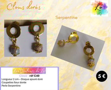 Boucles clous dorés Serpentine Les Couleurs de Lo