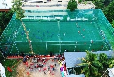 Aerial view of a 6-a-side football turf in Kochi