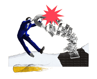 Grafik mit Mann und einem Magnet der Geld anzieht