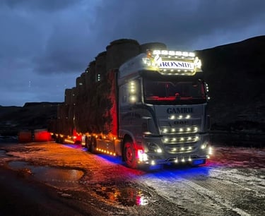 truck with the lights turned on