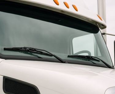 white truck with wipers