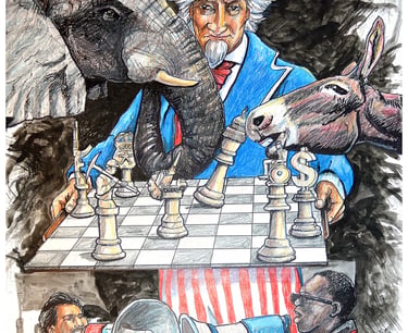 Political discourse with Uncle Sam illustration