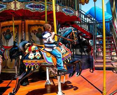 Photo art image of boy on carousel