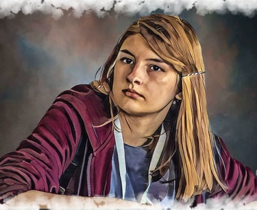 Digital painting portrait of a young girl