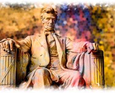 Digital painting of A. Lincoln seated statue