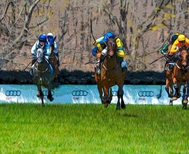 Photo art image of horse racing and jumping