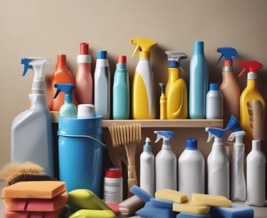 An assortment of fresh food and beverage items stacked in a warehouse setting.