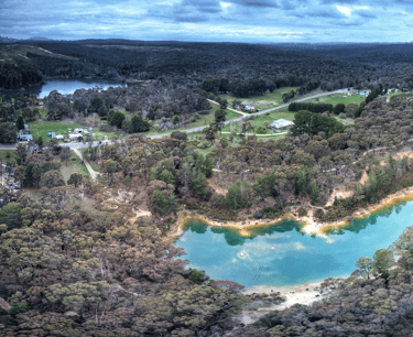Aerial panorama of Blue Waters lake in Creswick  Bob T -