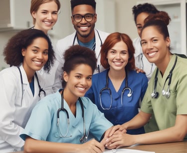 A wooden block spelling care on a table