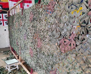 camouflage net on a frame