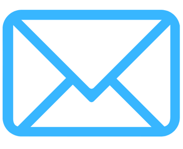 a blue and white envelope with a blue envelope