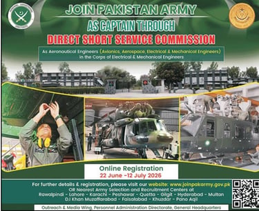 Join Pakistan Army as Captain 2026 (DSSC) for Engineers – Apply online before 12 July 2026.