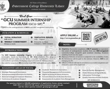 Eye-catching social media poster promoting the GCU Summer Internship Program (GCU-SIP) 2026 with a b