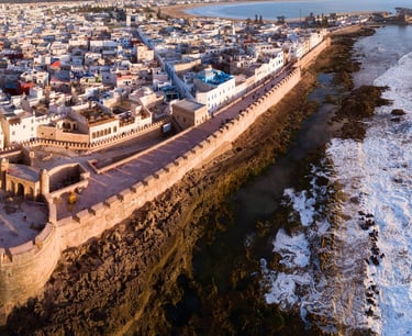 a large castle like structure with a long wall
