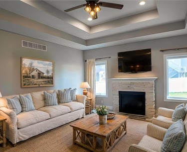 Livingroom photo with virtual staging.