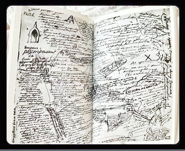 Handwritten notes and corrections in a notebook of Fyodor Dostoyewsky, the novel Brother Karamazov