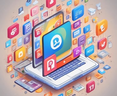 Sosyal medya reklam hizmetlerini temsil eden sosyal medya logo grubu