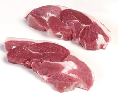 2 Raw hogget chump steaks